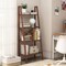 Rustic 4-Tier Walnut Wicker Bookshelf with Ladder Style Storage for Home and Office